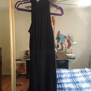 Black one piece pant suit with pockets